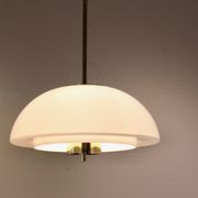 Glashütte Limburg Mushroom Pendant Light in Opal Glass and Brass