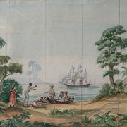 Tableau Aquarelle étude "Scène coloniale" Conquête de l'Amérique