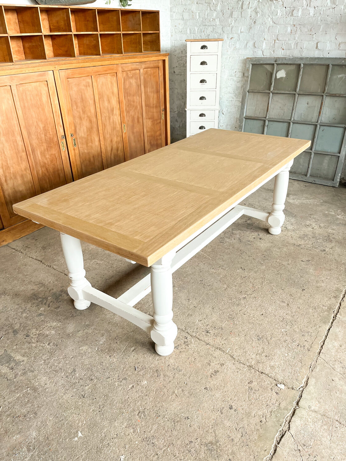 Old white farmhouse table