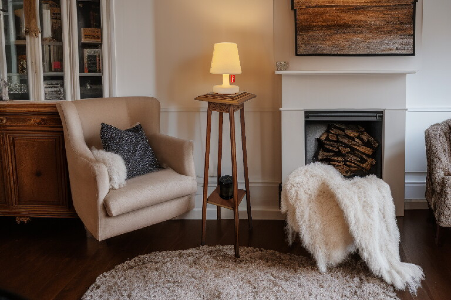 Art Deco sculpted pedestal in solid wood and marble – circa 1930