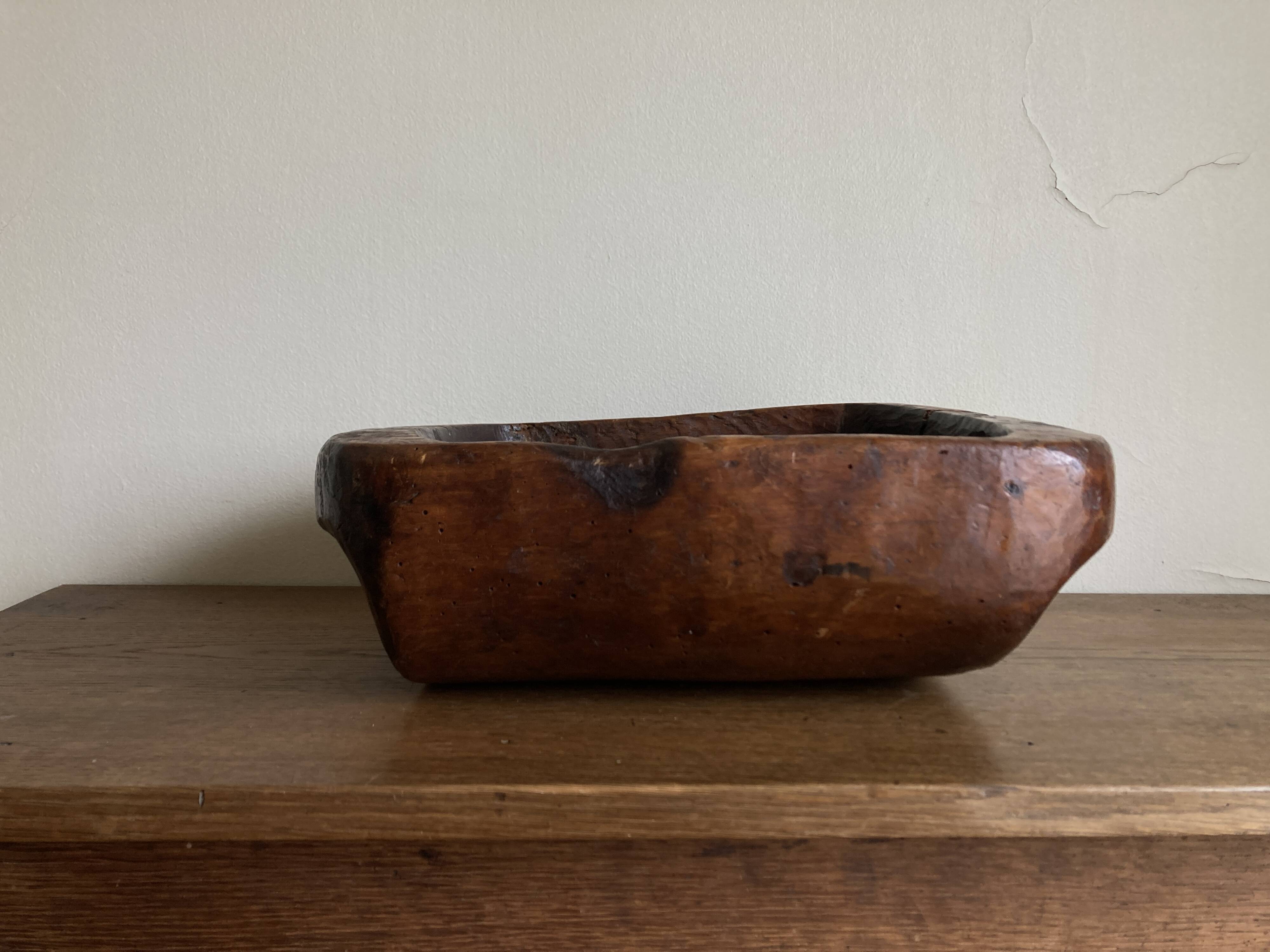 XXL monoxyl cup, mountain folk art with ears, 19th century