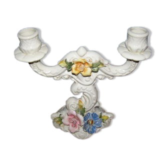 Old porcelain candle holder Capo Di Monte 2 branches