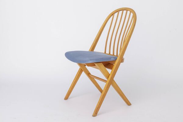 Chaise de bureau années 1960 Allemagne, chaise de bureau en bois de hêtre vintage, restaurée