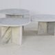 Ensemble de 3 tables d'appoint en marbre en forme de goutte d'eau, table basse vintage.