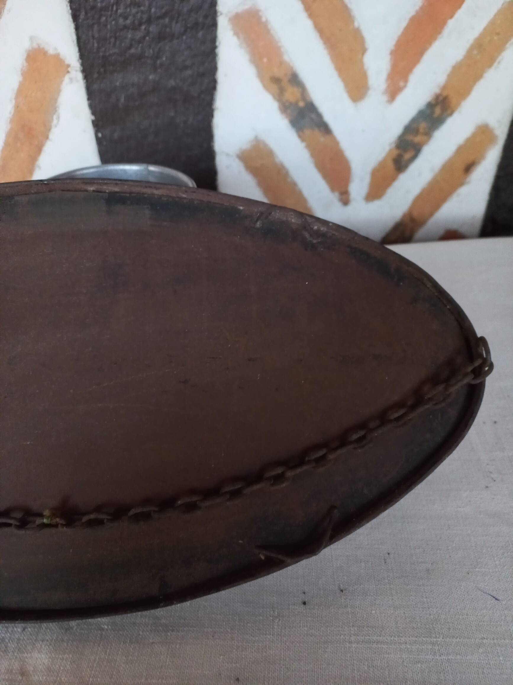 Antique free-form metal mirror