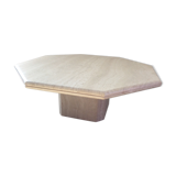 Octagonal coffee table in travertine