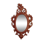 Miroir classique rocaille patiné rouge et or , 35 cm x 23 cm