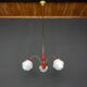 Italian vintage chandelier in brass and milky glass with 3 arms, 1950s.