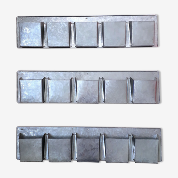Lot de 3 rangements muraux à casiers en métal galvanisé