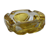 Cendrier vintage en verre bicolore jaune