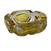 Cendrier vintage en verre bicolore jaune
