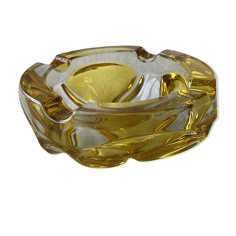 Vintage two-tone yellow glass ashtray