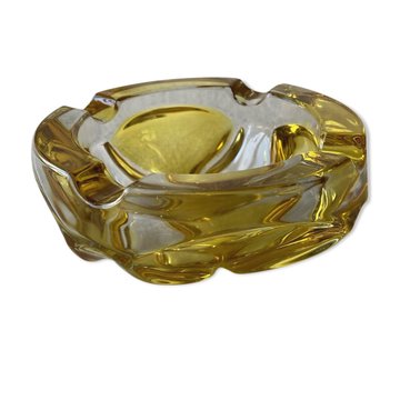 Vintage two-tone yellow glass ashtray
