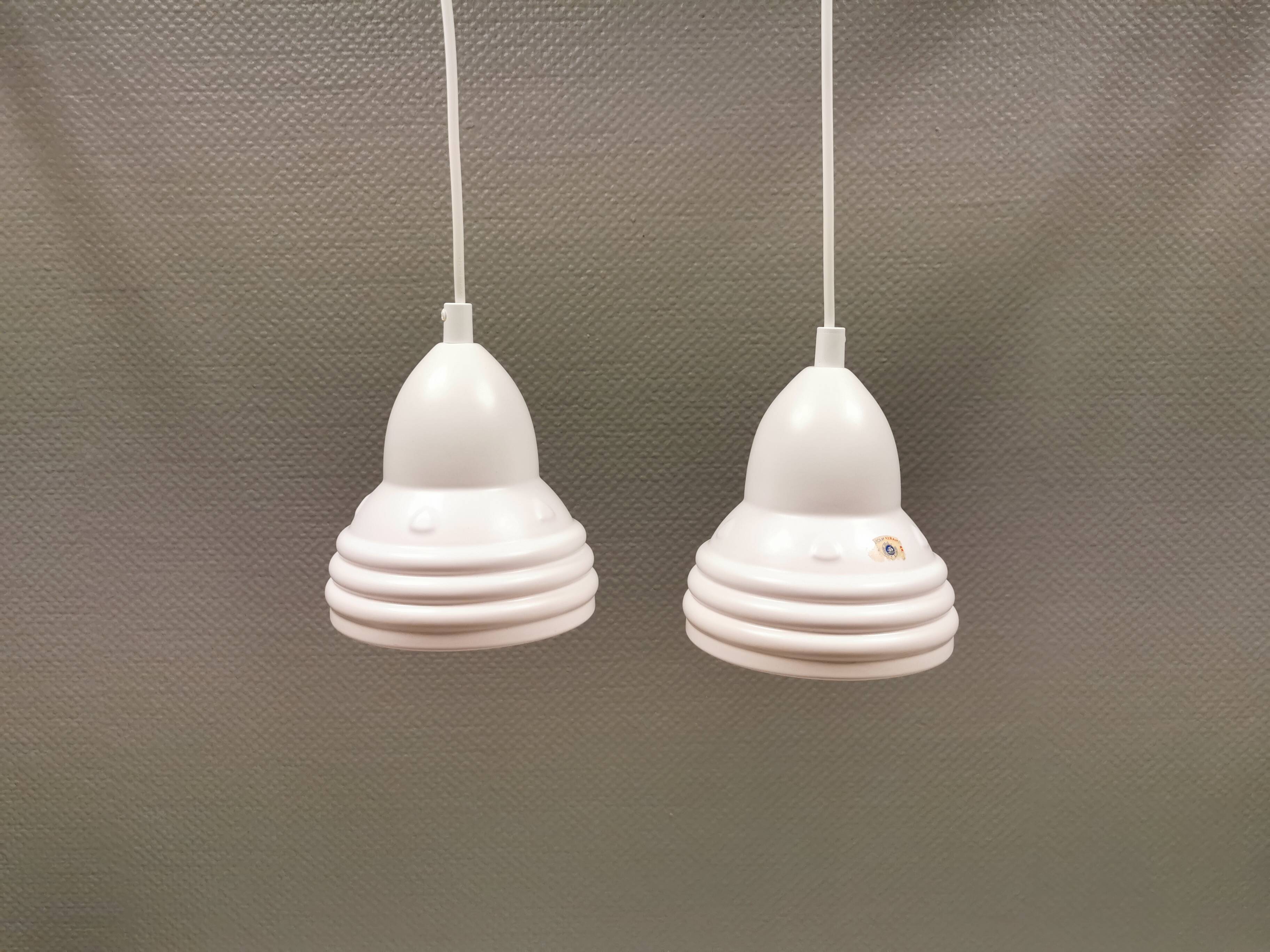 Two small ceramic hanging lights from Danish Søholm, estimated 1980s.