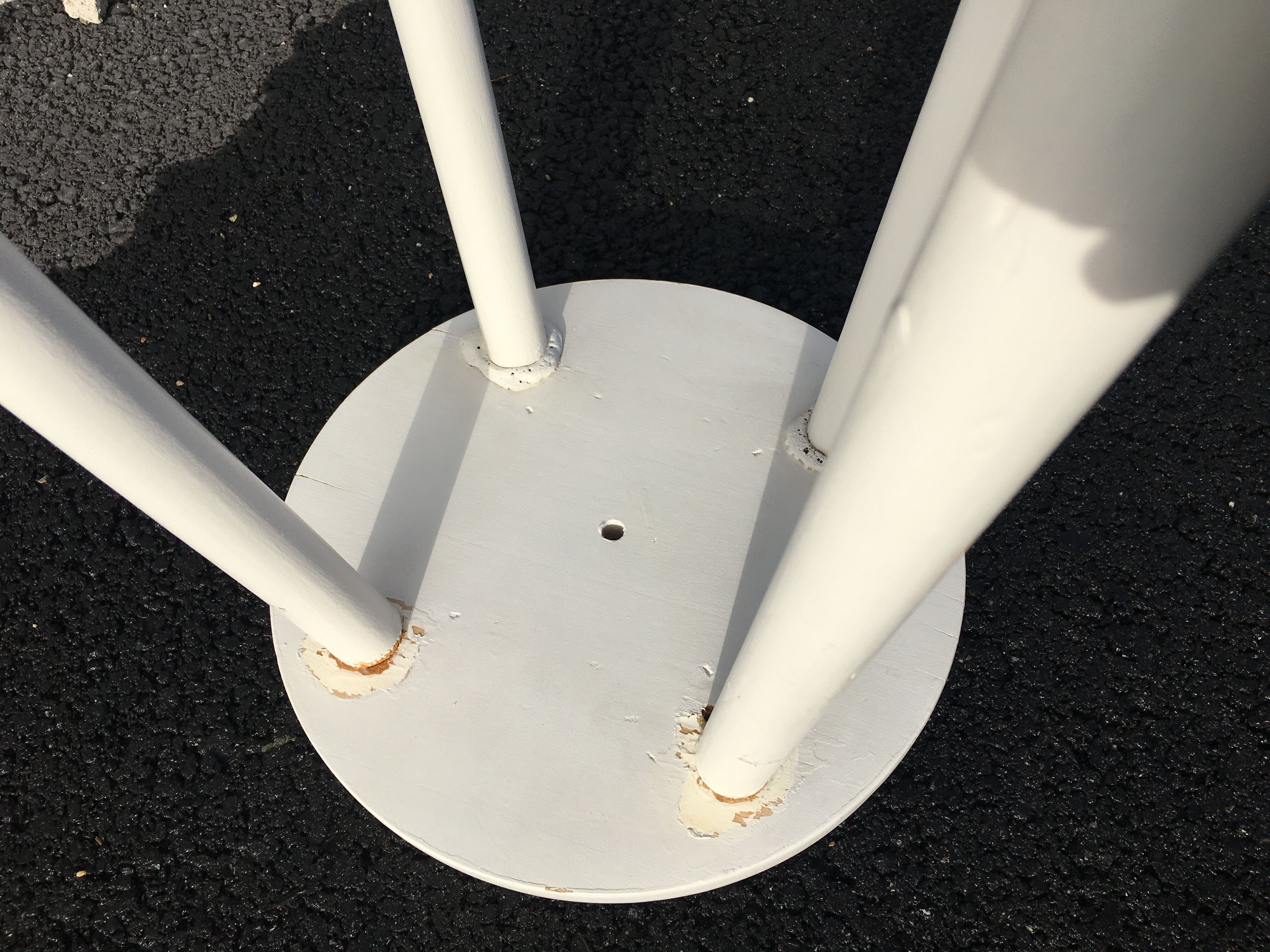 White tinted scandinavian wooden stool 1960