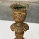 Old chiseled brass chandelier, 3 candlesticks, baroque floral pattern