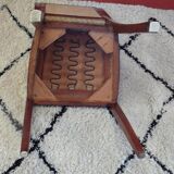 Six Art Deco chairs. Oak and original crushed velvet.