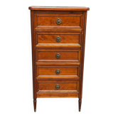 Louis XVI solid cherry wood chest of drawers with 5 drawers, 1980.