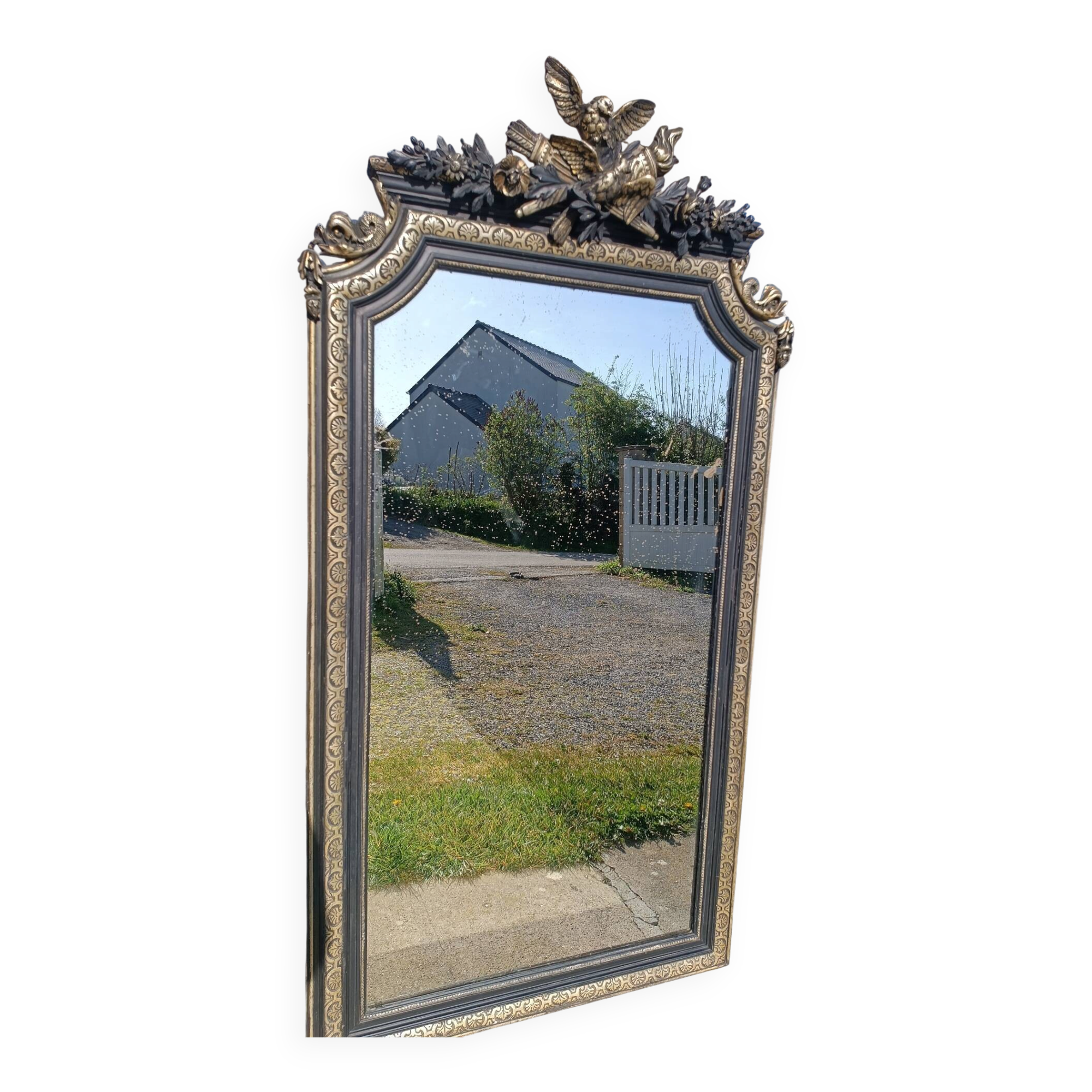 Antique mirror with pediment 168/88 cm