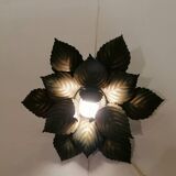 Green and gold Masca flower wall or ceiling light - Circa 1970