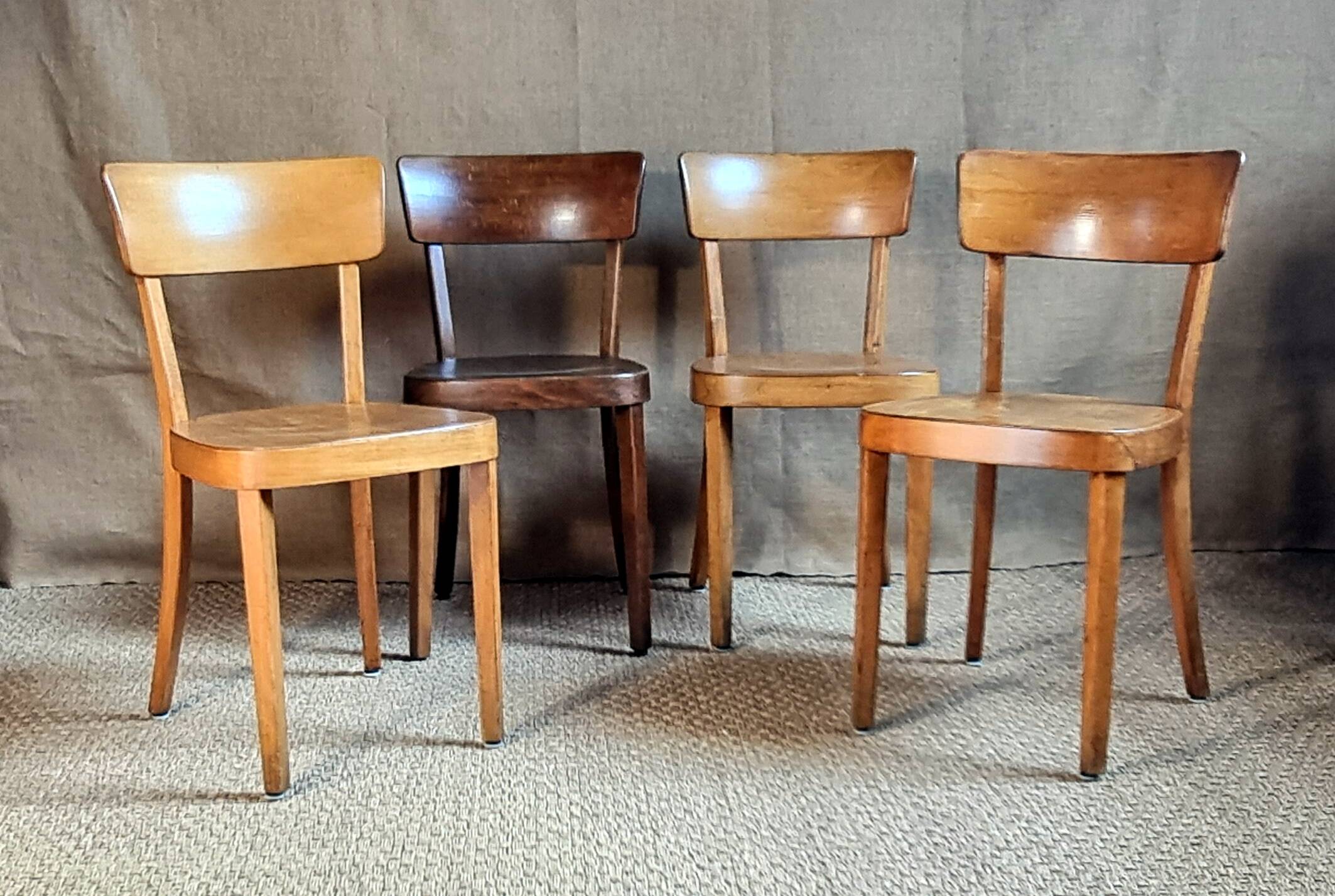 Set 4 chaises bistrot "Classic" de Horgen-Glarus Suisse années 50
