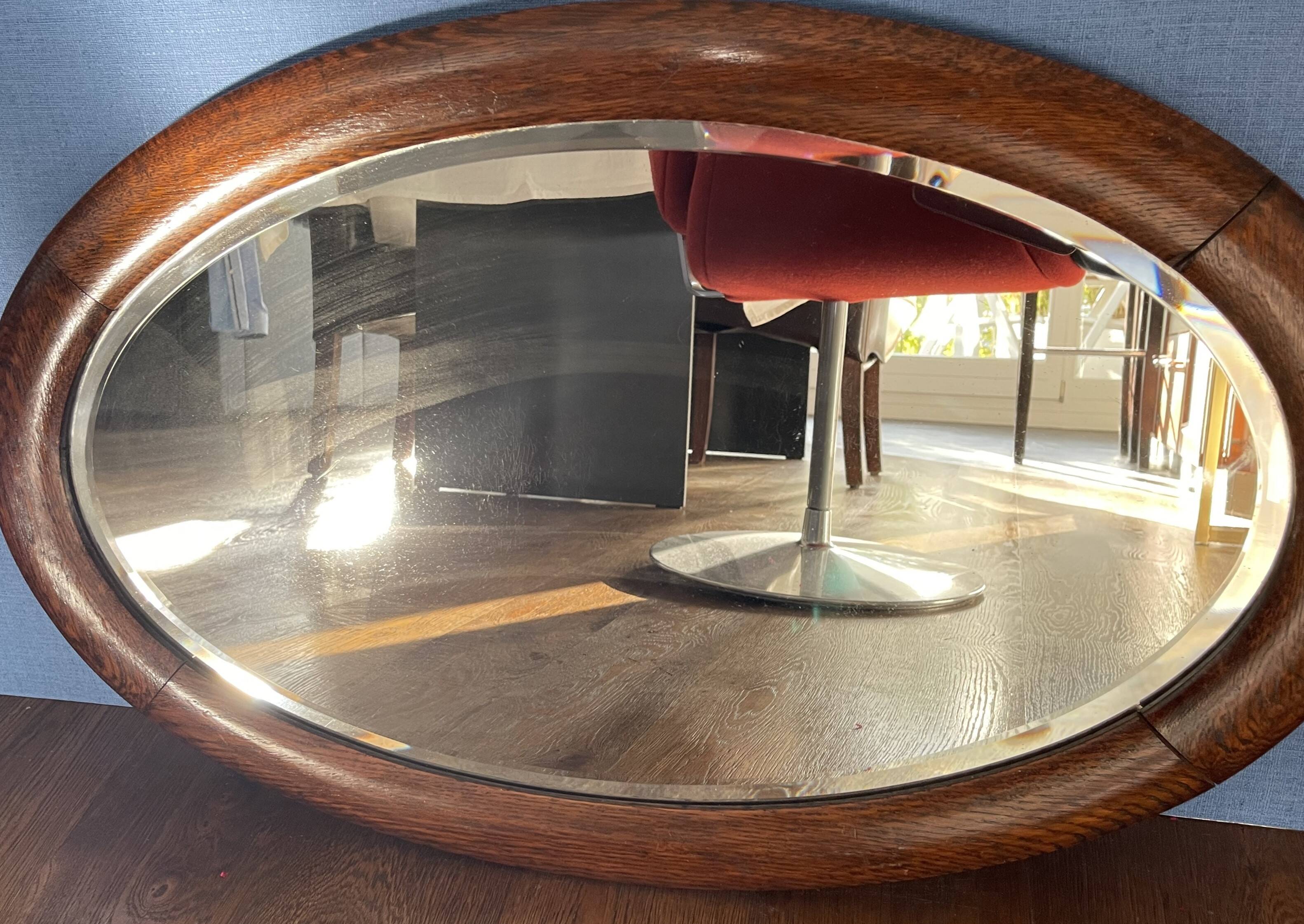 Art Deco beveled walnut mirror