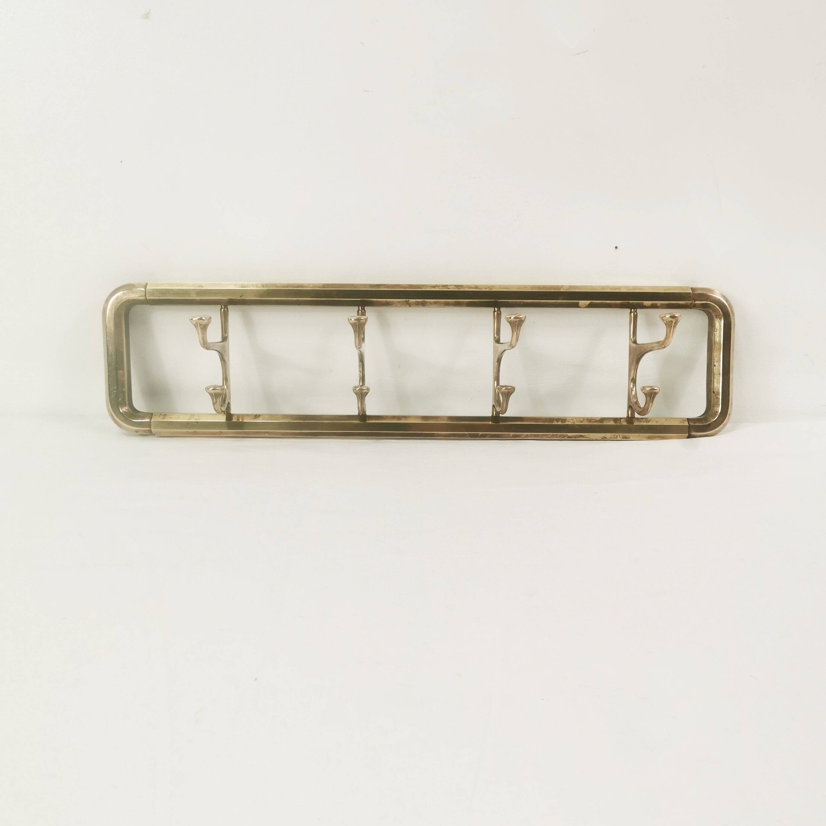 Art Deco brass wall hanger, Austria, 1940s.