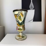 Bequet Quaregnon, pedestal vase with bird decoration circa 1950