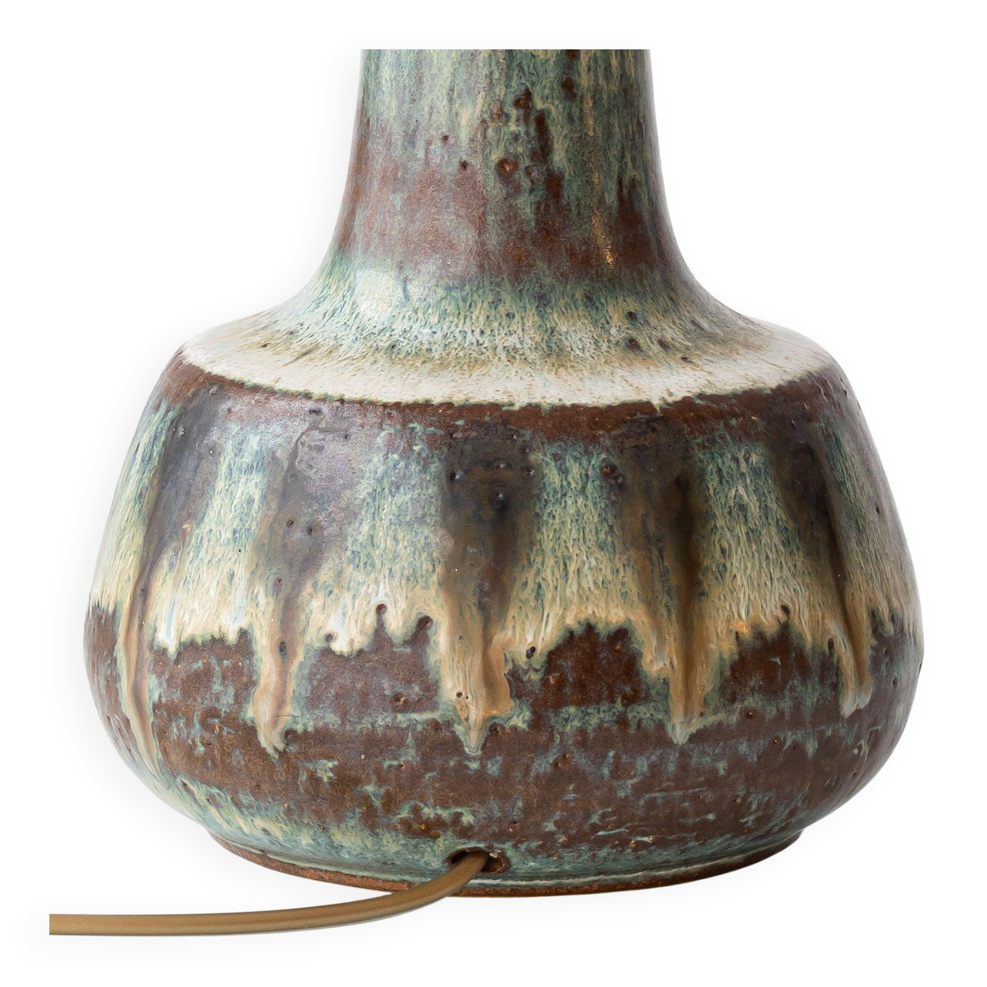 Pair of Søholm Stentøj table lamps, modern organic glazed stoneware, 1960s