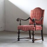 Vintage 19th century Danish Baroque oak armchair - Louis XV style