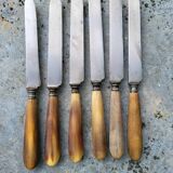 Série de 6 couteaux acier manche corne