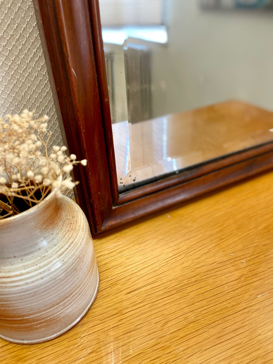 Antique wooden mercury mirror