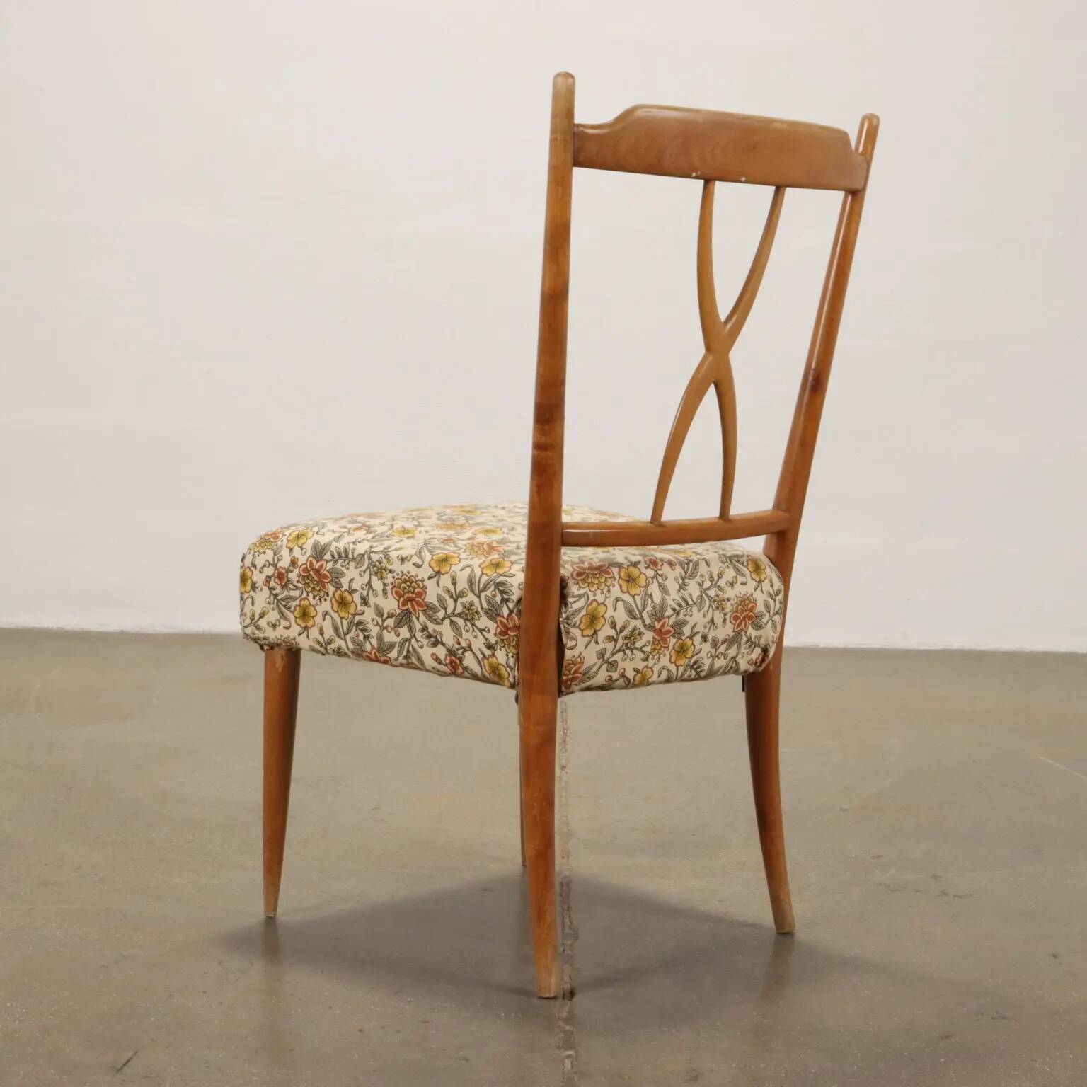 Chaises en hêtre et tissu, années 50-60