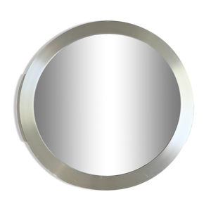 Miroir rond en aluminium brossé,