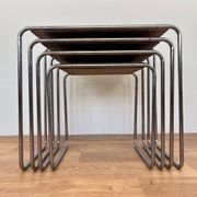 Rare Bauhaus chrome Nesting Tables B9, Marcel Breuer-Thonet License Mucke M