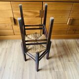 Pair of wood and straw stools