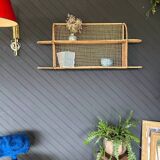 Steel and wicker wall shelf