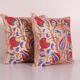 Lot de 2 housses de coussin brodées vintage 46x48 cm