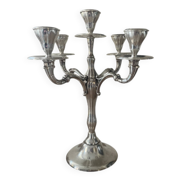 Vintage Orbisa 5-branch chandelier in silver-plated metal, Alpaca base.