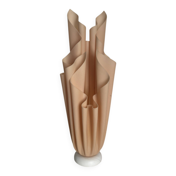 Lampe vintage 1970 Athéna Georgia Jacob drapée saumonée - 50 cm