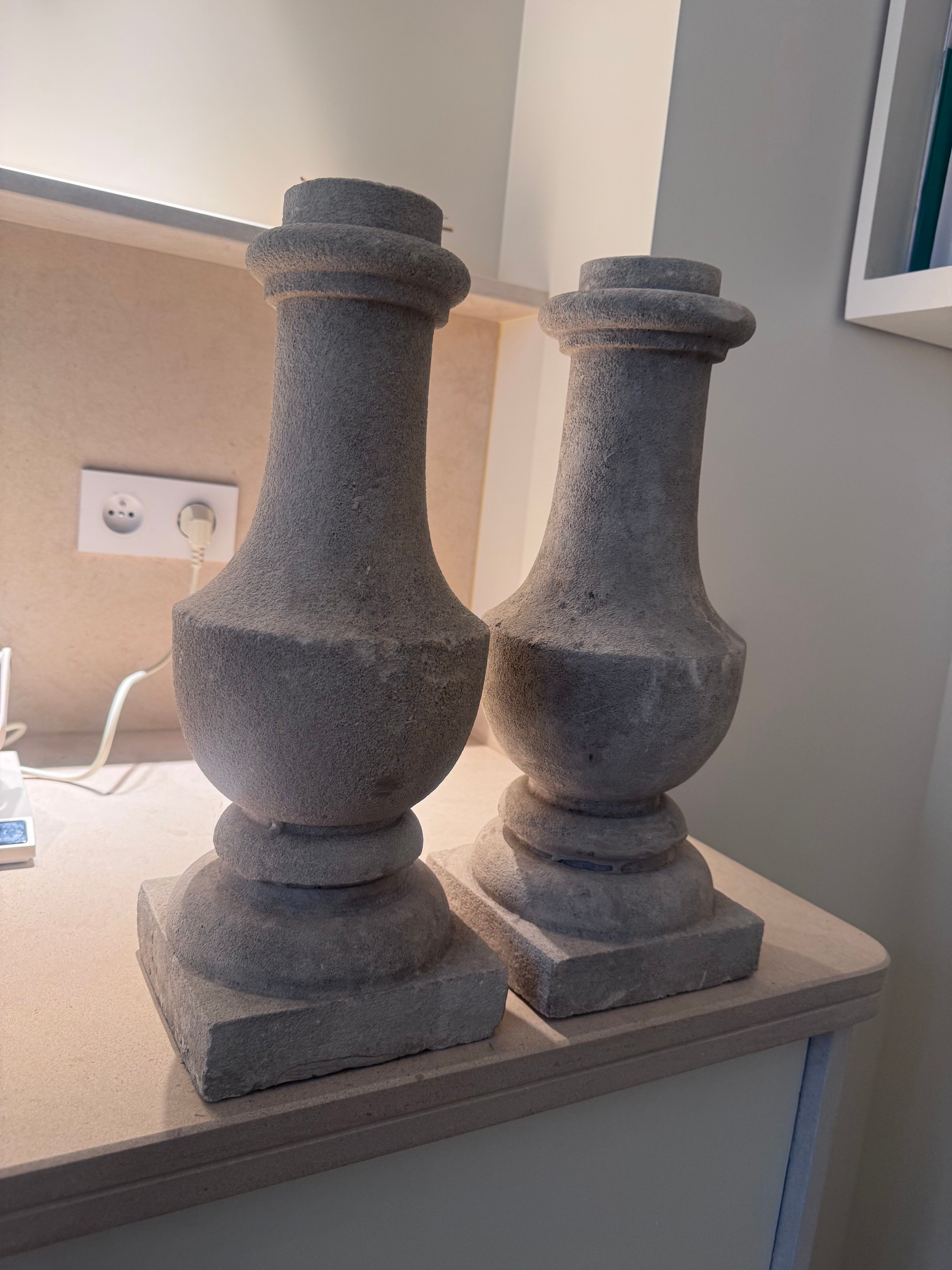 Lamp base balusters in stone
