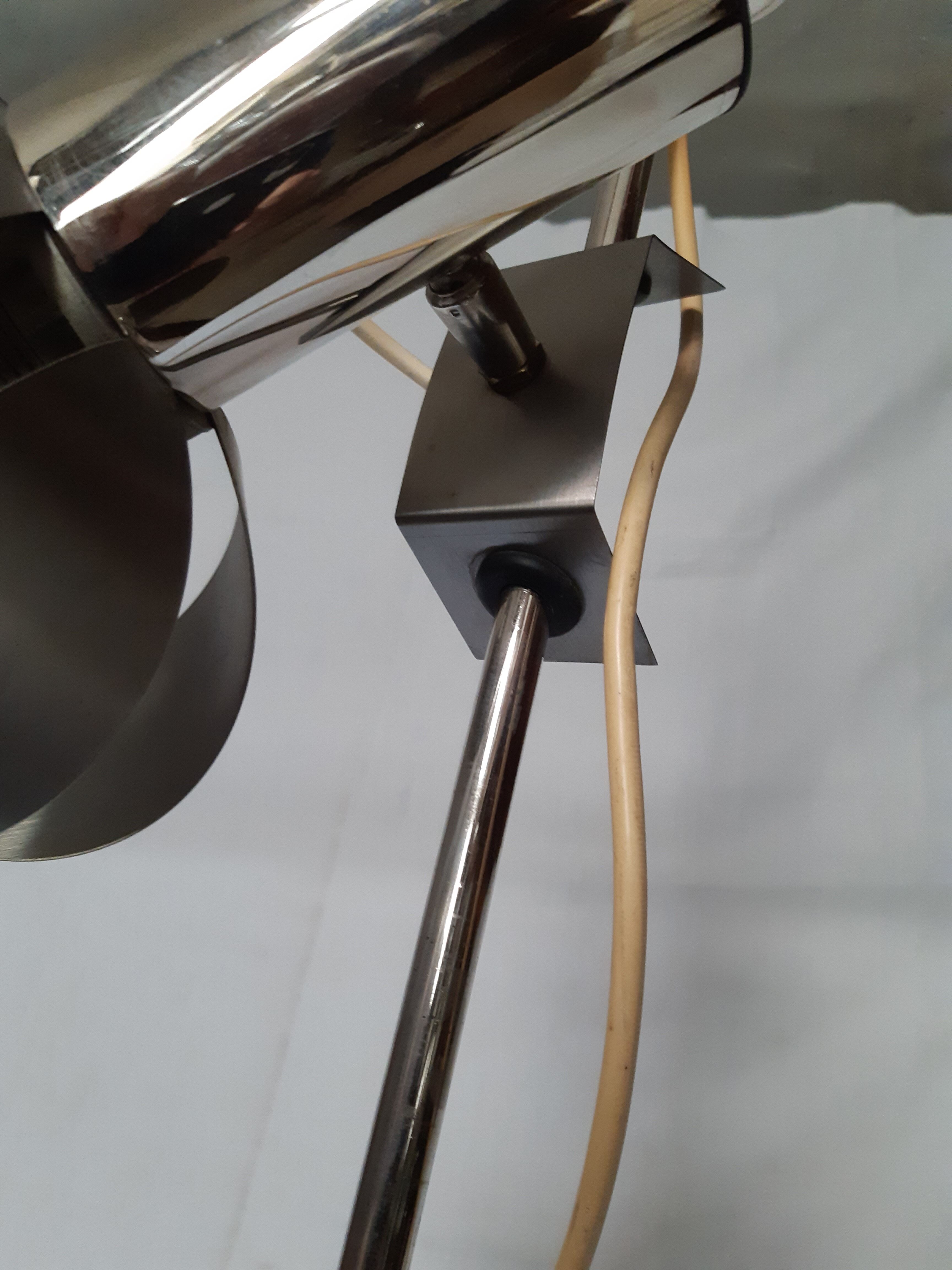 Chrome metal flower chandelier from the 70s