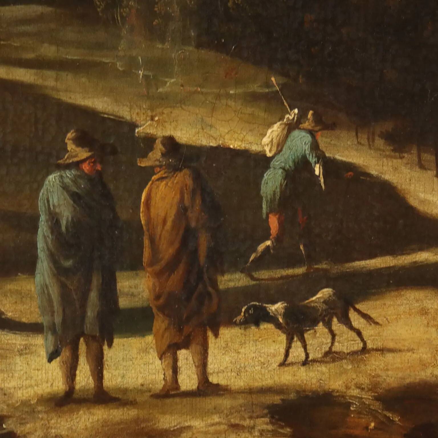 Ancient table, influence of Marco Ricci, winter landscape '700