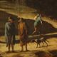 Ancient table, influence of Marco Ricci, winter landscape '700