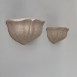 Pair of vintage wall sconces, speckled pink plaster, France, 1970