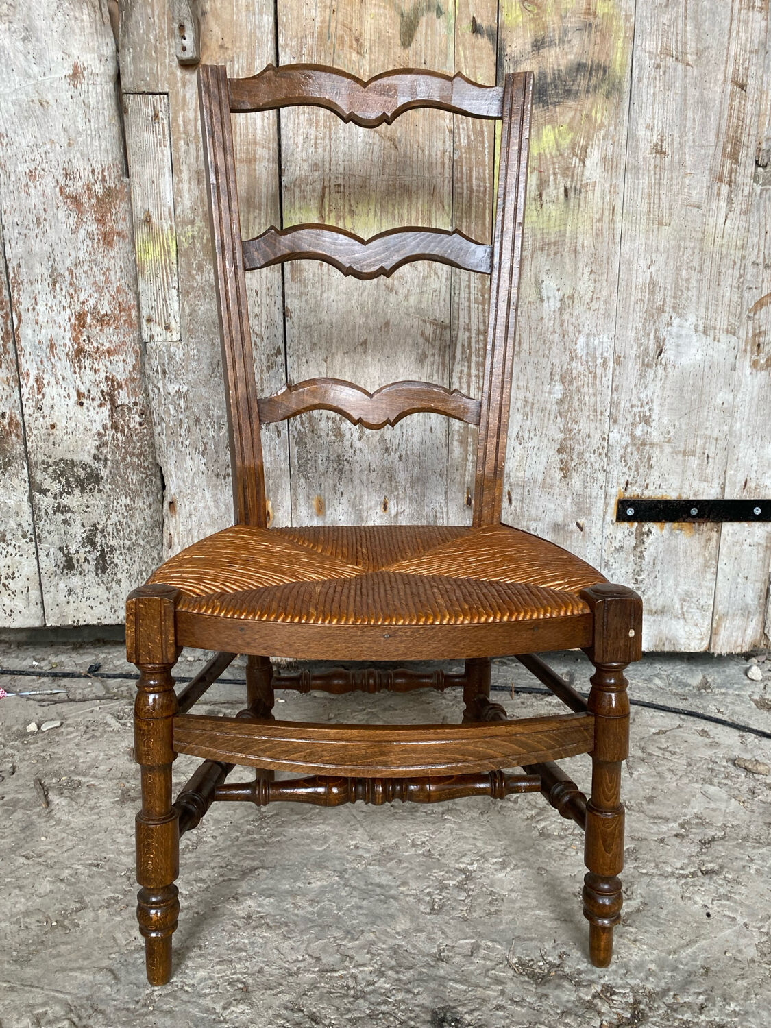 Nursing Chair Nursery Antique Turned Wood + Woven Straw Seat