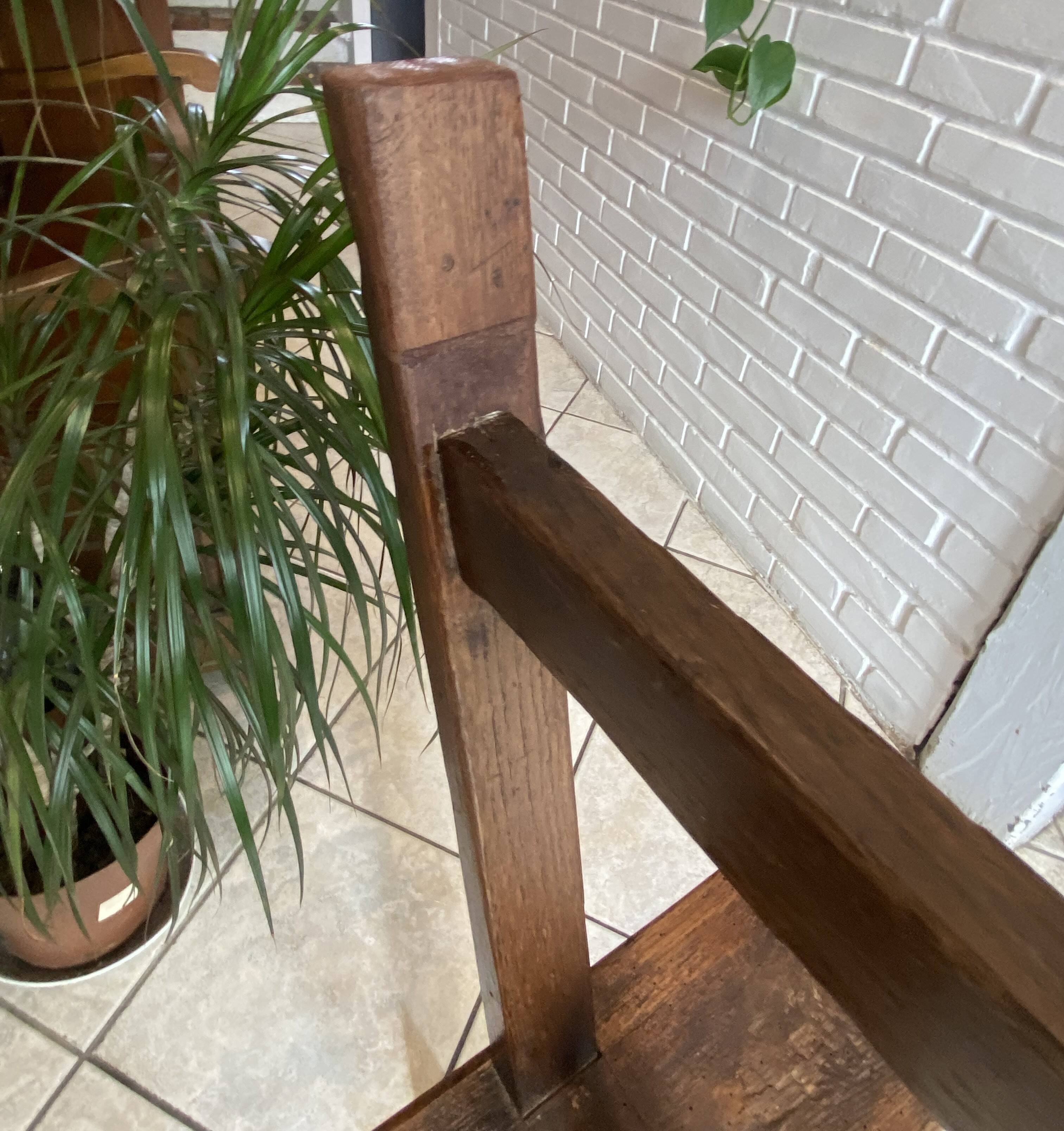 Pair of solid oak farmhouse benches 214cm for rustic table 1950