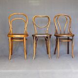 Set of 3 Bistro chairs with wooden seats, 1910 to 1920