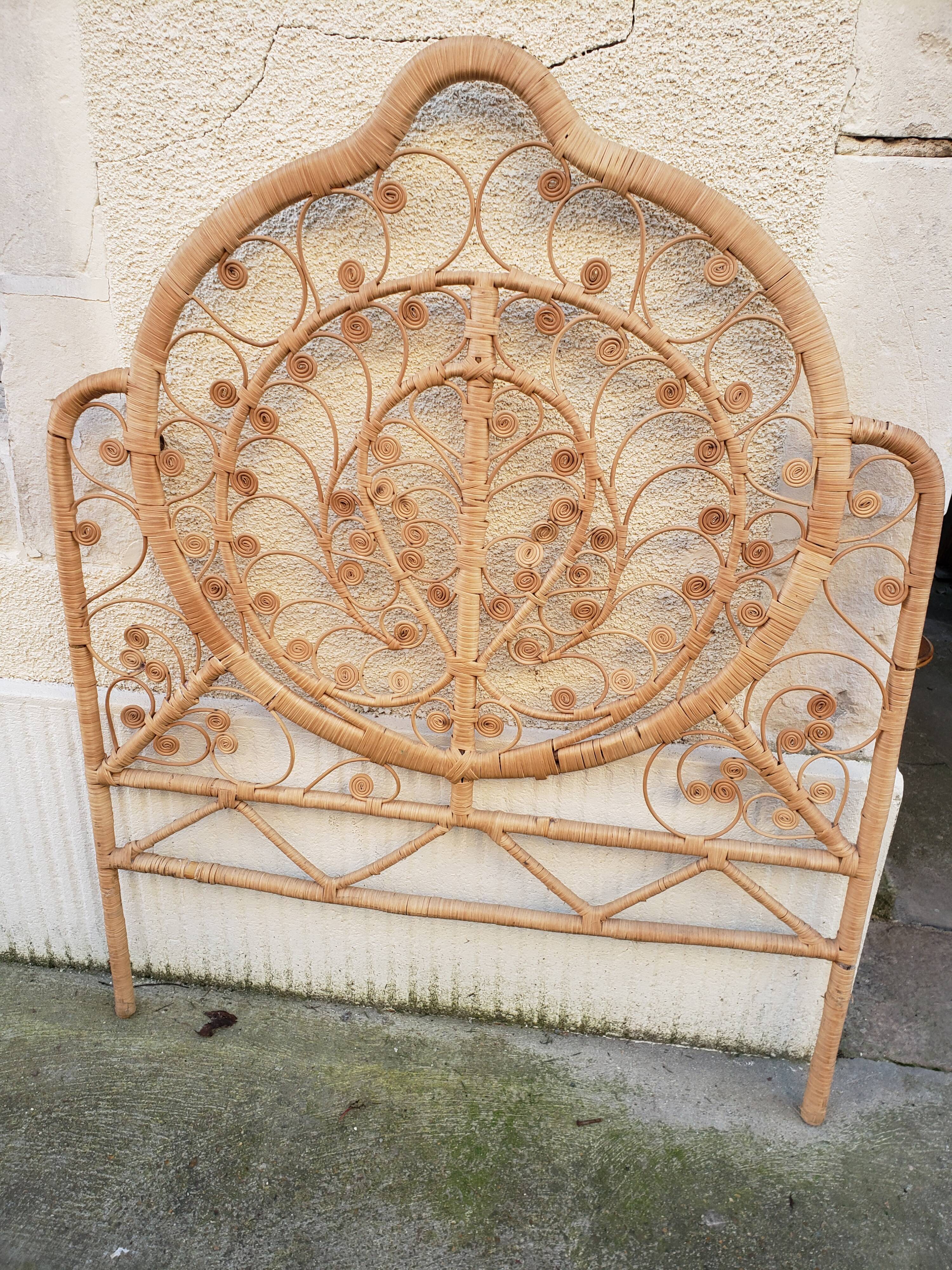 Peacock rattan headboard one person