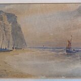 Marine watercolor painting by Gustave de Breanski (c.1856-1898)